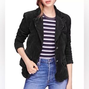Free People Corduroy Black Byron Blazer Jacket XS